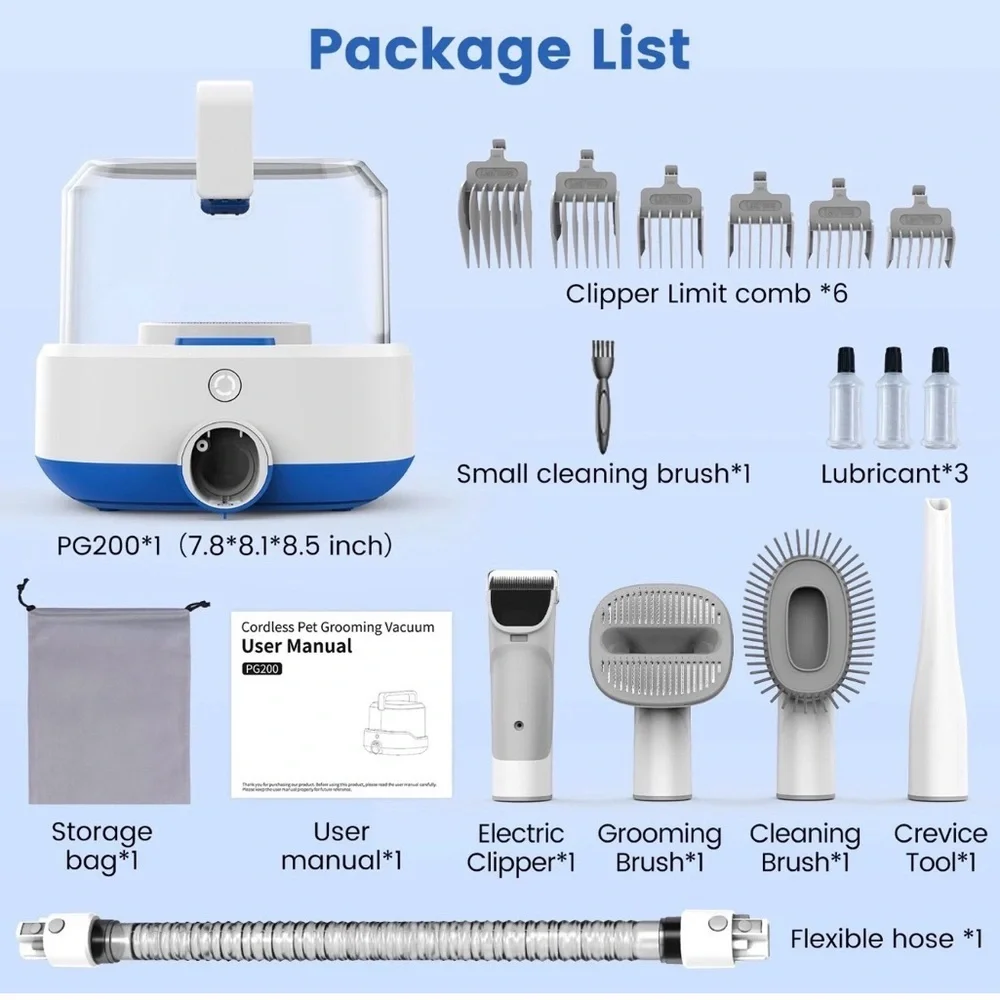 Pet Grooming Vacuum Kit Cordless w/ Attachments 🐾 AIRROBO PG200